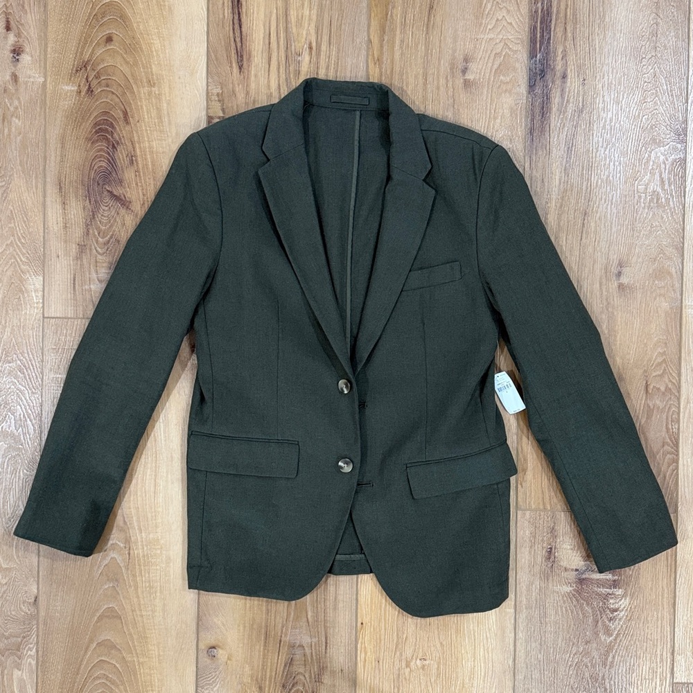 Old Navy Dark Olive Green Linen/Cotton Blazer Sport Coat
